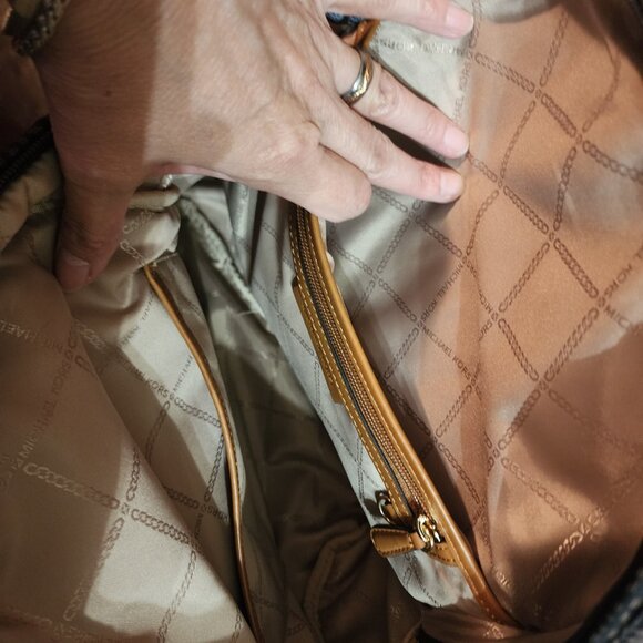 Michael Kors Chocolate Signature Computer Backpack with Leather Trim - Picture 8 of 9